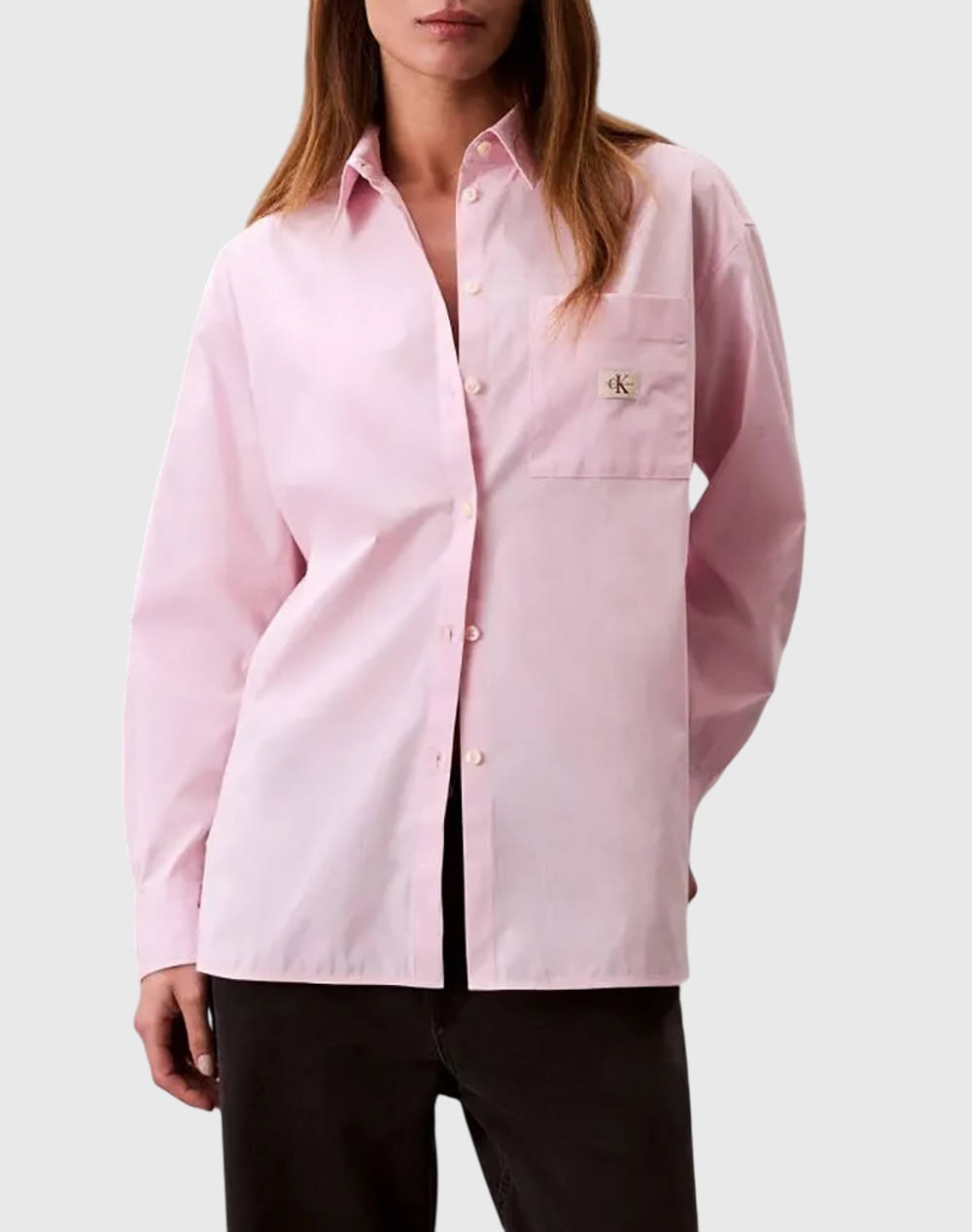 Calvin Klein Jeans Poplin Relaxed Shirt Women Clothes Shirts Pink Cotton,Elastic Lv047C143G W0S Female Shirts