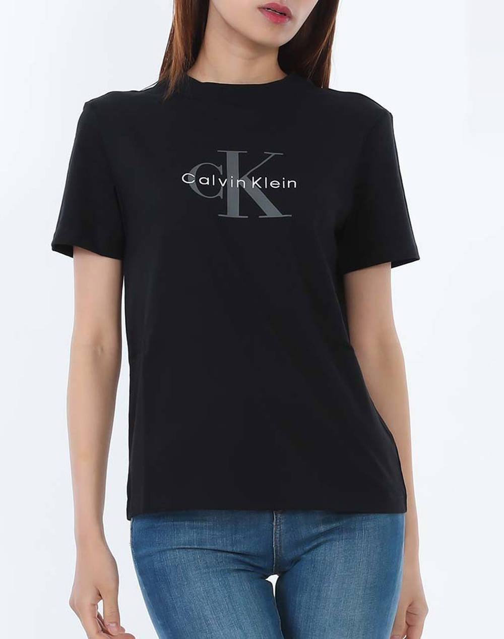 Calvin Klein Jeans Hr Ss Clssc Mnlg Cnc Women Clothes Tops T Shirts Black Cotton Lv047B865G Ub1 Female T-Shirts Black
