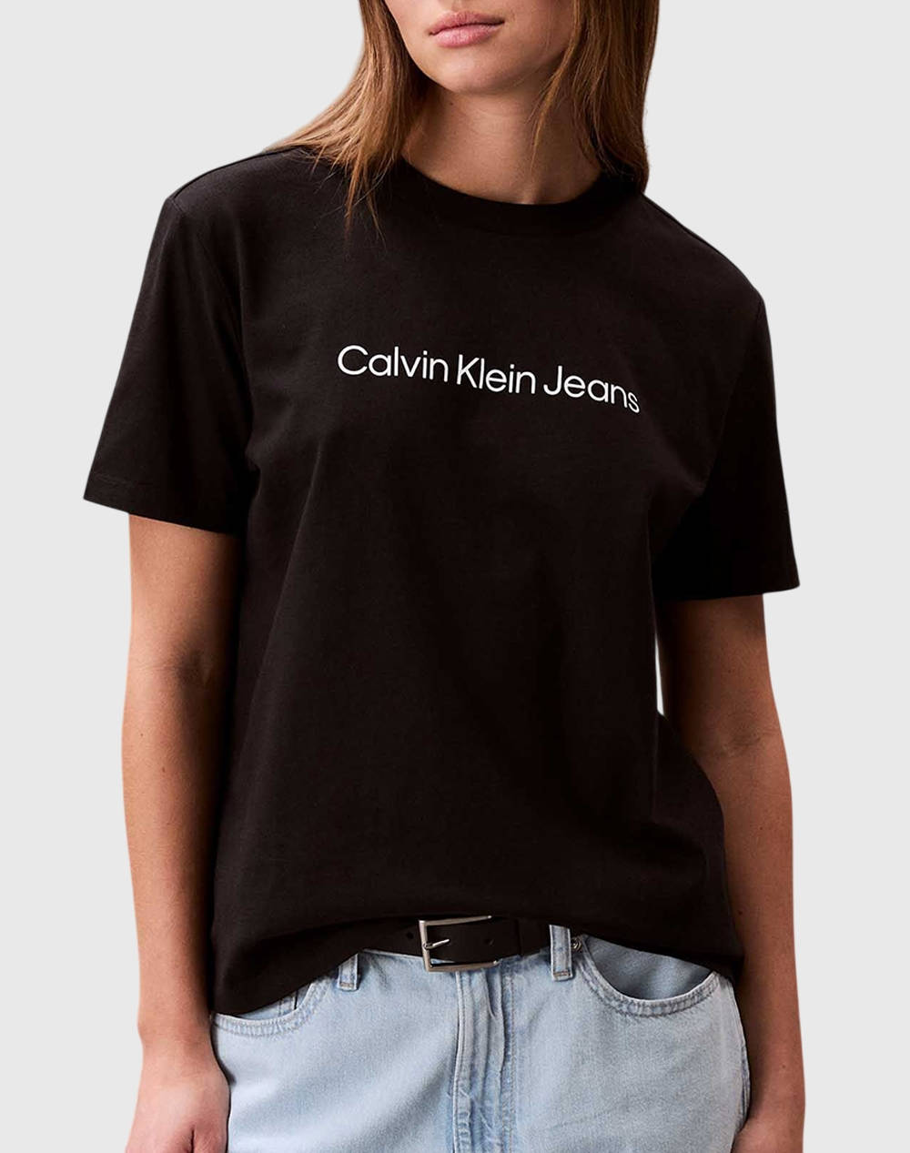 Calvin Klein Jeans A Inst Logo Classic Tee Ss Women Clothes Tops T Shirts Black Cotton Lv047C912G Ub1 Female T-Shirts Black
