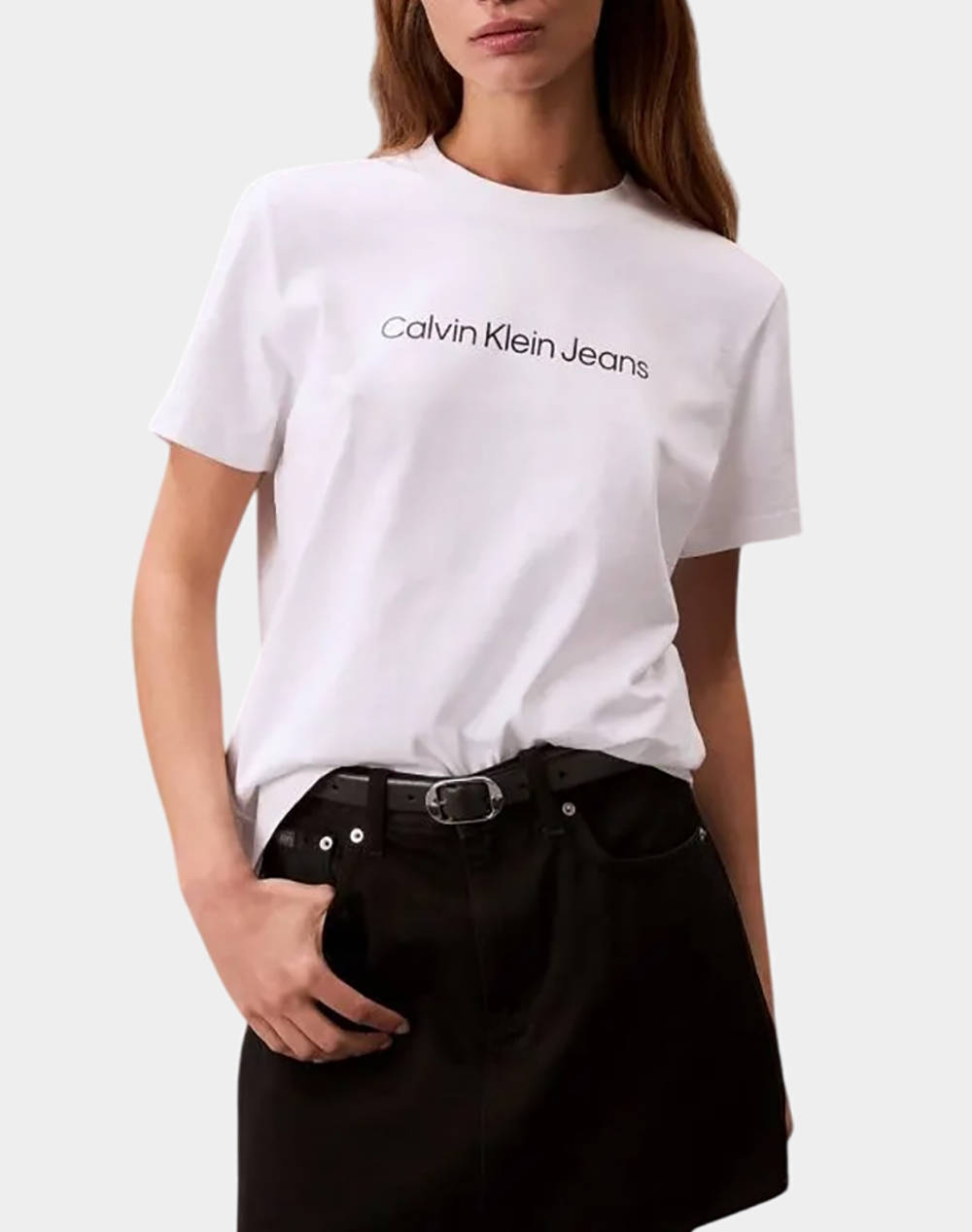 Calvin Klein Jeans A Inst Logo Classic Tee Ss Women Clothes Tops T Shirts White Cotton Lv047C912G Yaa Female T-Shirts