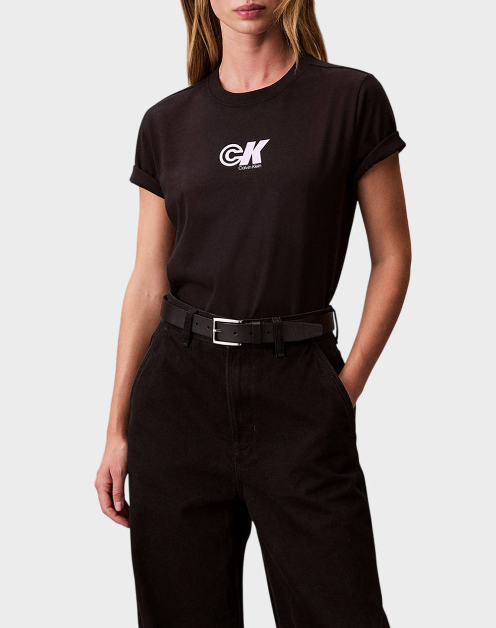 Calvin Klein Ss Archv Lg Jrsy Cls Women Clothes Tops T Shirts Black Cotton Lv047C839G Ub1 Female T-Shirts Black