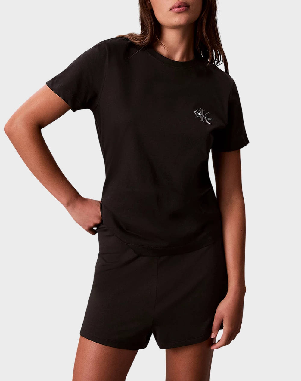 Calvin Klein Jeans A Logo Cn 2 Pack Tee Women Clothes Tops T Shirts Totalblack Cotton Lv047C905G Ub1 Female T-Shirts Black