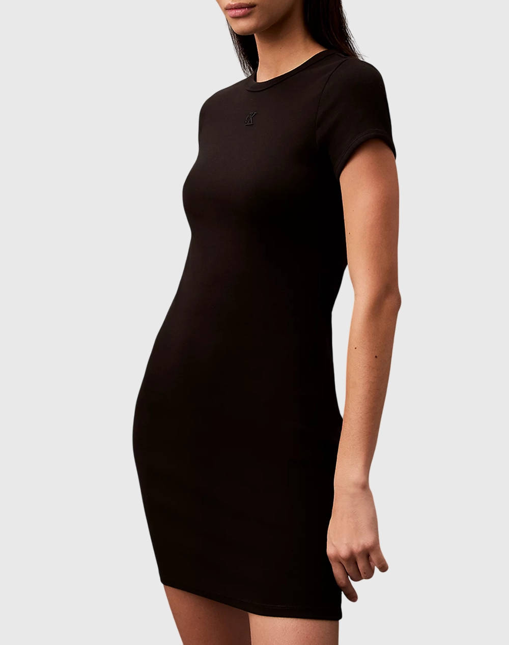 Calvin Klein Ss Co Contour 1X1 Rib Mini Dress Women Clothes Dresses Black Cotton,Elastic Lv047B266G Ub1 Female Dresses Black