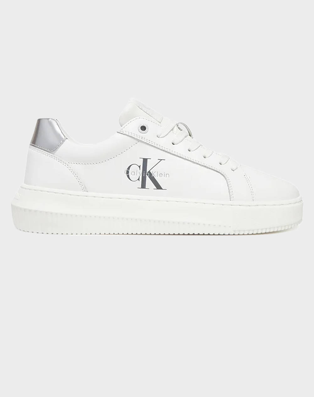 Calvin Klein Jeans Chunky Cupsole Lth Silver Women Footwear Sneakers White Leather Yw0Yw01876 02R Female Sneakers