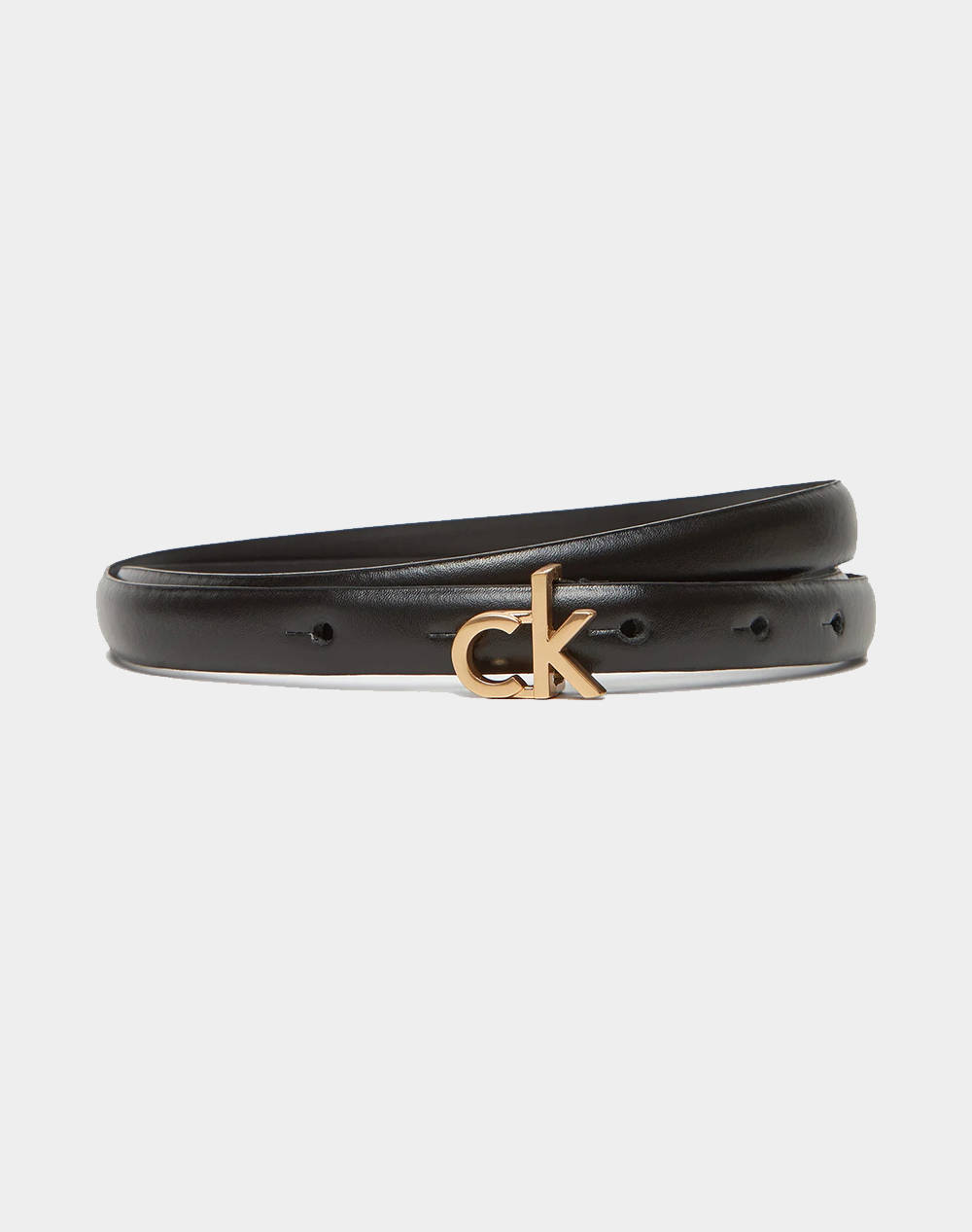 Calvin Klein Jeans Ck Buckle Skinny Belt 15Mm Women Accessories Belts Black Leather Lv04F7034G Ub1 Female Belts Black
