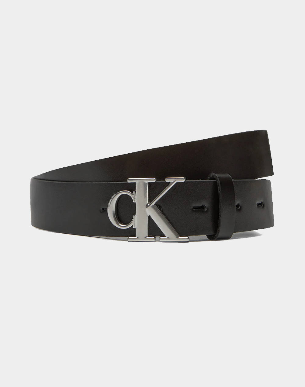 Calvin Klein Monogram Plaque Buckle 30Mm Women Accessories Belts Black Leather Lv04K7018G Ub1 Female Belts Black
