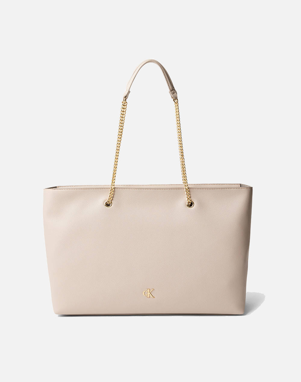 Calvin Klein Minimal Monogram Chain Tote (Dimensions: 34 X 36 X 14Cm.) Women Accessories Bags Biege Imitation Leather Lv04F3204G Rmu Female Bags Biege