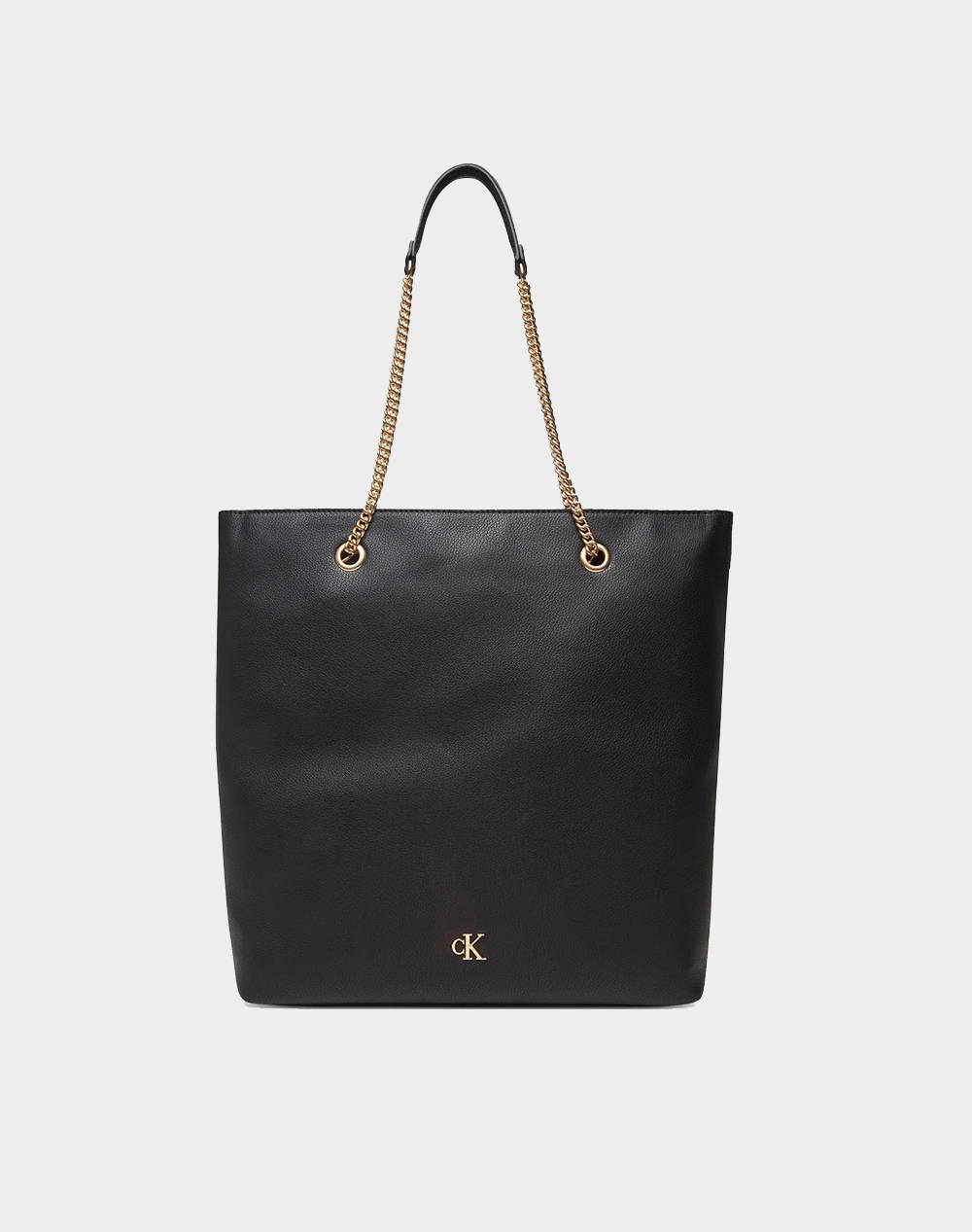 Calvin Klein Minimal Monogram Chain Tote (Dimensions: 34 X 36 X 14Cm.) Women Accessories Bags Black Imitation Leather Lv04F3204G Ub1 Female Bags Black