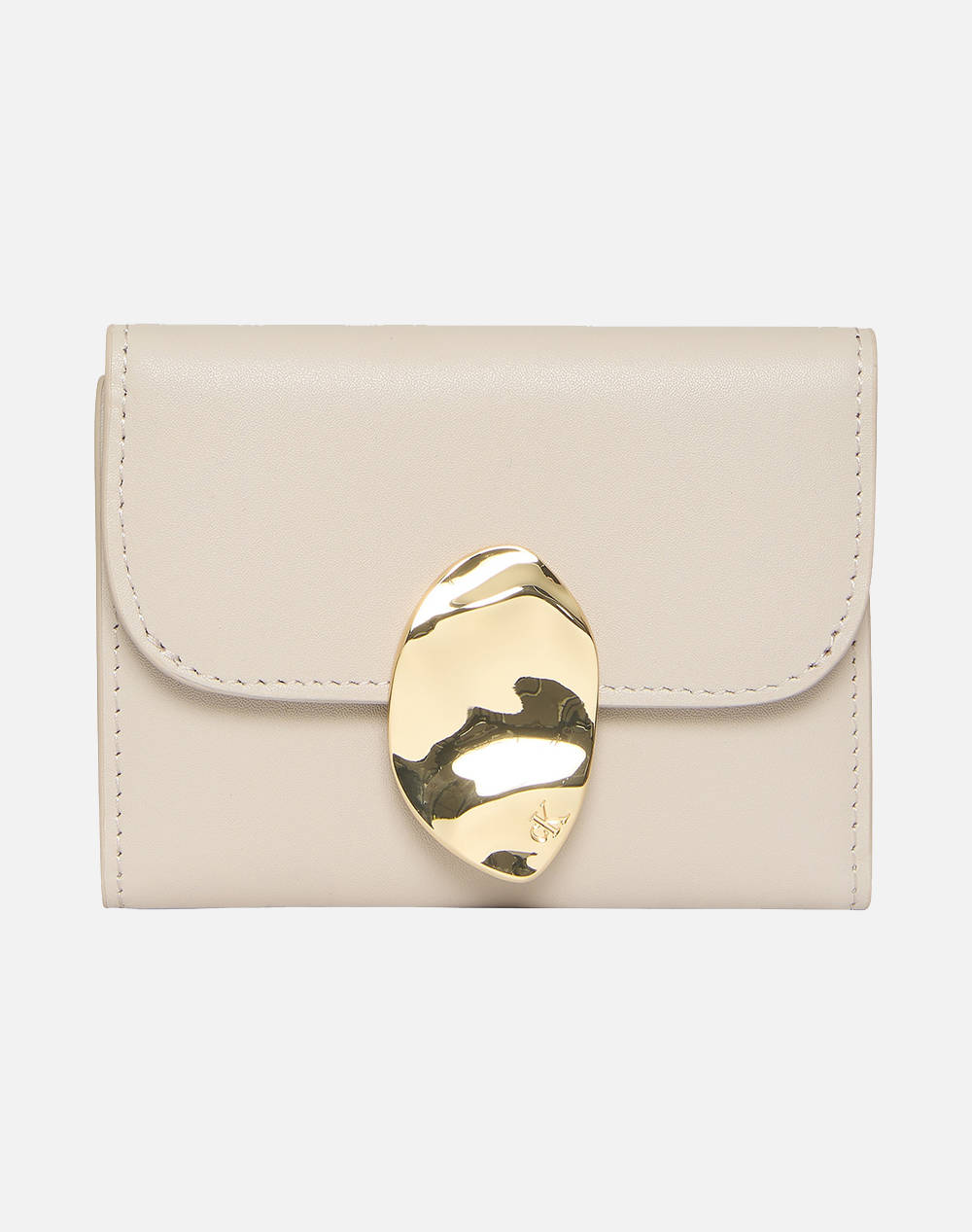 Calvin Klein Stone Lock Slouchy Lthr Trifold (Dimensions: 7.5 X 10.5 X 0.5Cm) Women Accessories Wallets Biege Leather Lv04F1062G Rmu Female Wallets