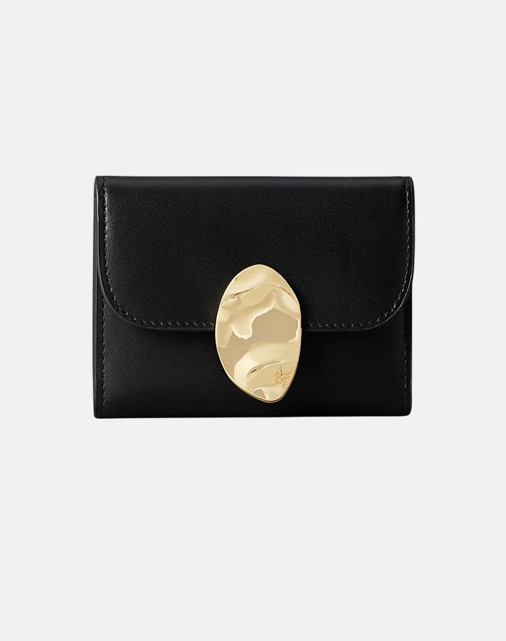 Calvin Klein Stone Lock Slouchy Lthr Trifold (Dimensions: 7.5 X 10.5 X 0.5Cm) Women Accessories Wallets Black Leather Lv04F1062G Ub1 Female Wallets