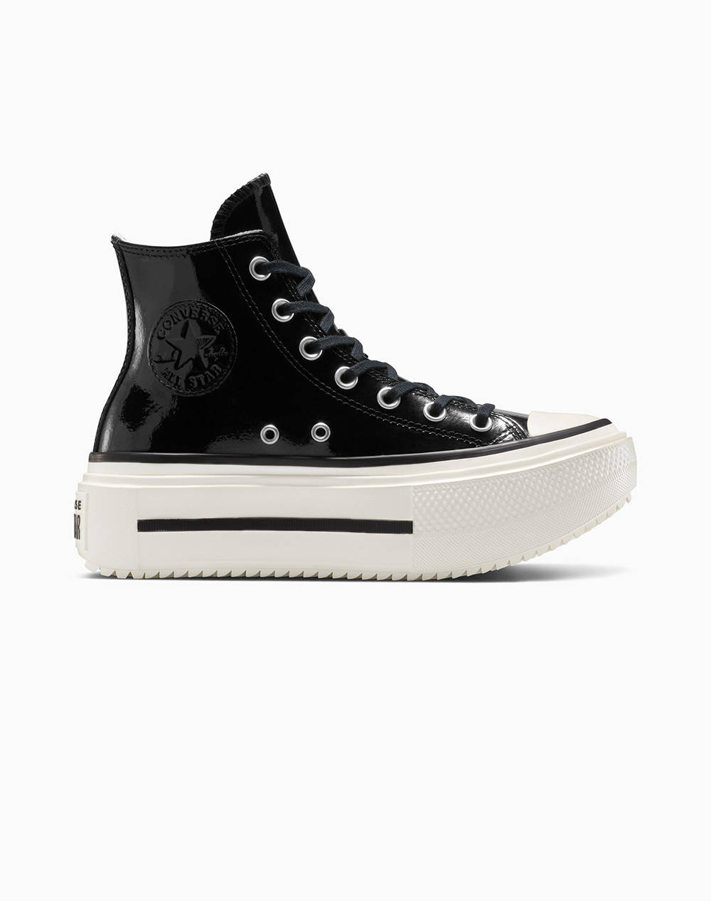 Converse Chuck Taylor All Star Lift Double Stack Platform Patent Leather Γυναικα Παπουτσια Sneakers Black Δερμαλουστρινι A12977C 001