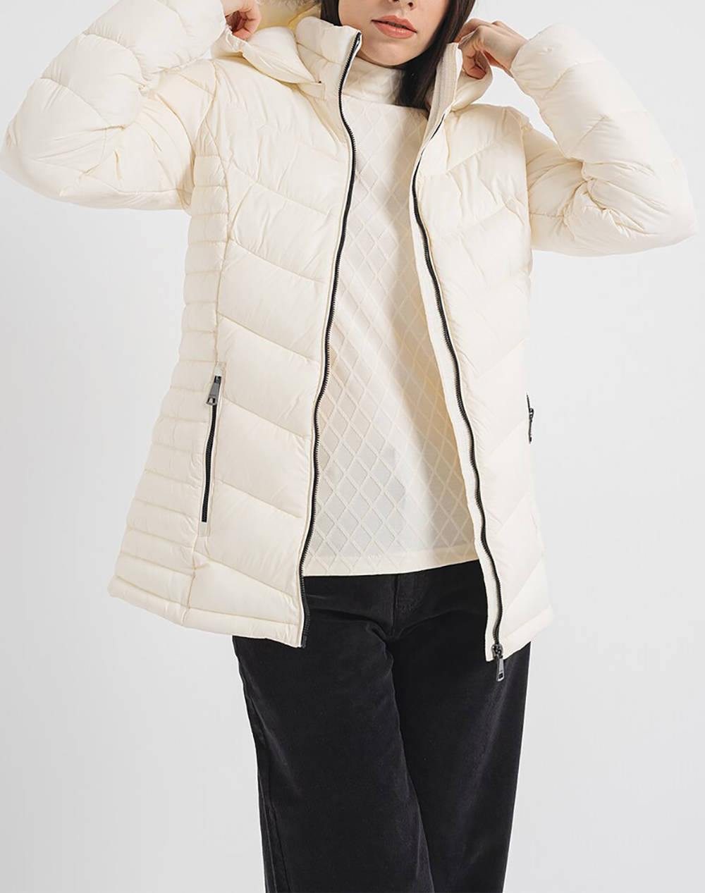 Dkny Dlempr20 Dkny Short Jacket Women Clothes Outerwear Outerwear Jackets Ivory Synthetic Dlempr20 0086 Female Jackets