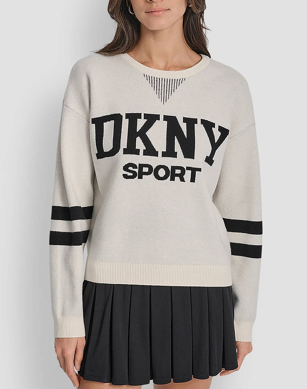 Dkny Dp5R0749 Logo Long Sleeve Sweater Dkny Women Clothes Tops Knits Lightgray Elastic,Synthetic Dp5R0749 E271 Female Knits