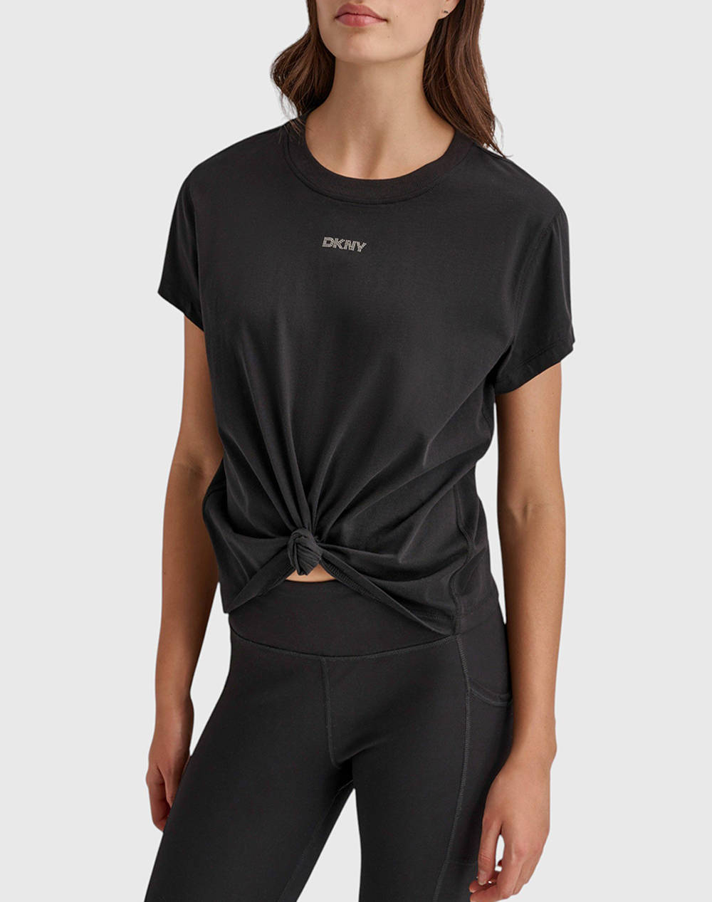 Dkny Dp4T9994 Logo Short Sleeve T Shirt Dkny Women Clothes Tops T Shirts Black Cotton Dp4T9994 0071 Female T-Shirts Black