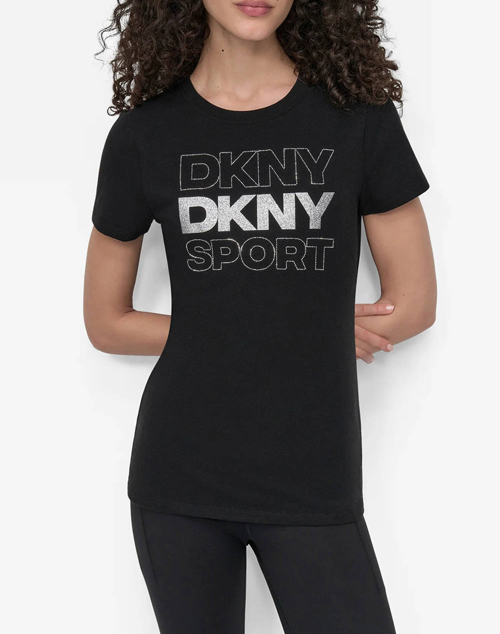 Dkny Dp5T1333 Logo Short Sleeve T Shirt Dkny Women Clothes Tops T Shirts Black Cotton,Elastic Dp5T1333 71Y1 Female T-Shirts Black