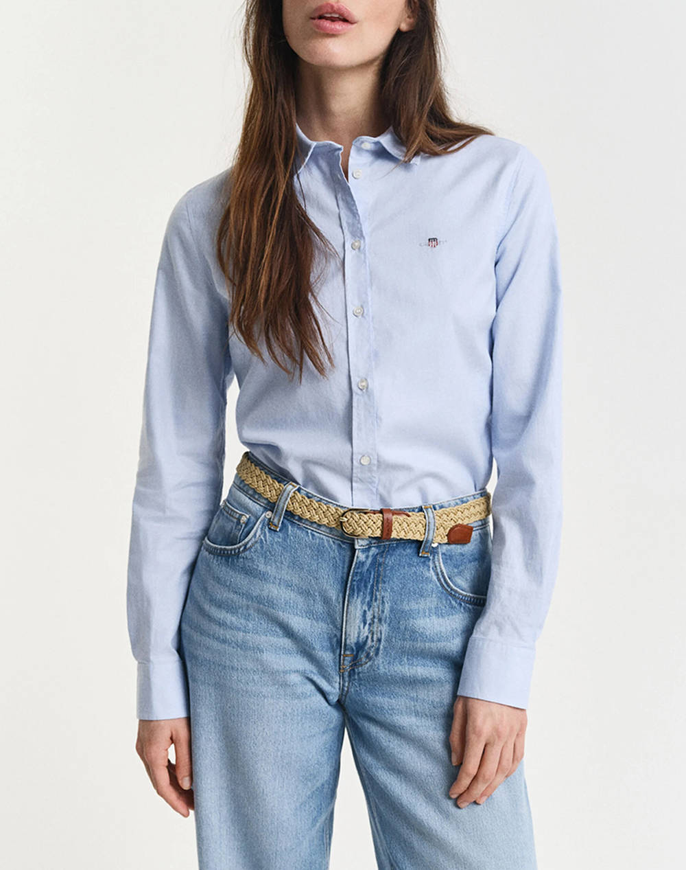 Gant Slim Stretch Oxford Shirt Women Clothes Shirts Lightblue Cotton,Elastic 3Gw4300141 455 Female Shirts Blue