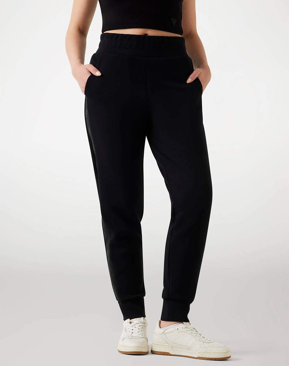 Guess New Victoire Scuba Pant Women''S Pants Women Clothes Trousers Sweat Pants Black Viscose,Elastic,Synthetic W5Yb11Kbye2 Jblk Female Sweat Pants