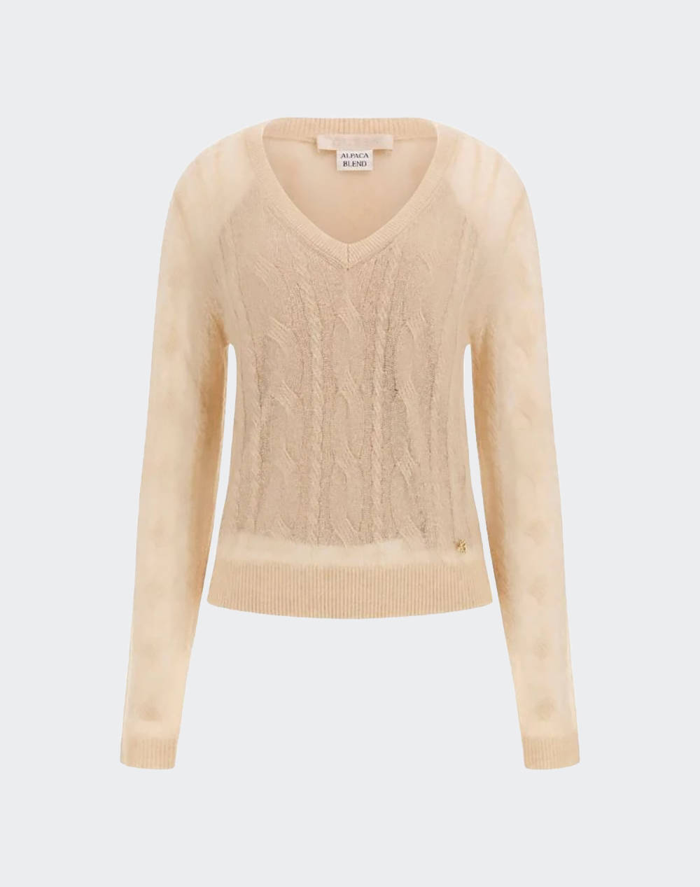 Guess Ls Vn Izabella Swtr Knit Women Women Clothes Tops Knits Cream Wool,Synthetic W5Yr00Z3Hq0 F14X Female Knits
