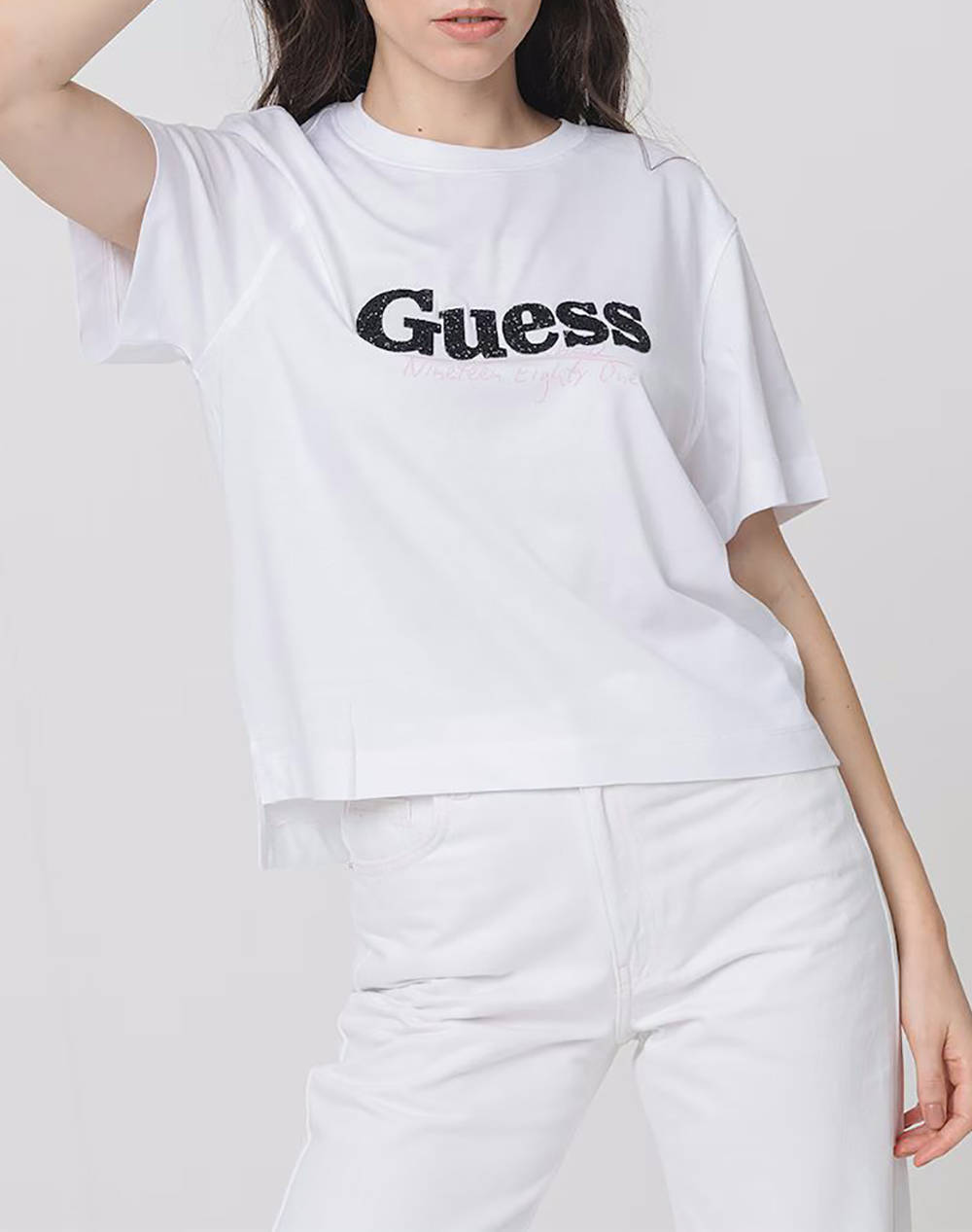 Guess Cn Sl Guess Tour Dates Tee Women''S T Shirt Women Clothes Tops T Shirts White Cotton W5Yi07I3Z14 G011 Female T-Shirts