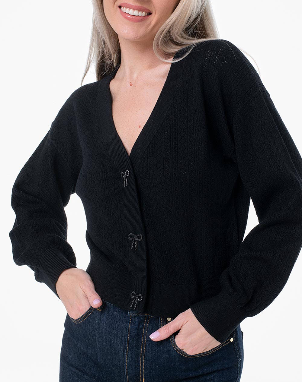 Guess Ls Vn Lyla Cardi Swtr Cardigan Women Women Clothes Tops Knits Black Viscose,Synthetic W5Yr01Z2Zk2 Jblk Female Knits Black