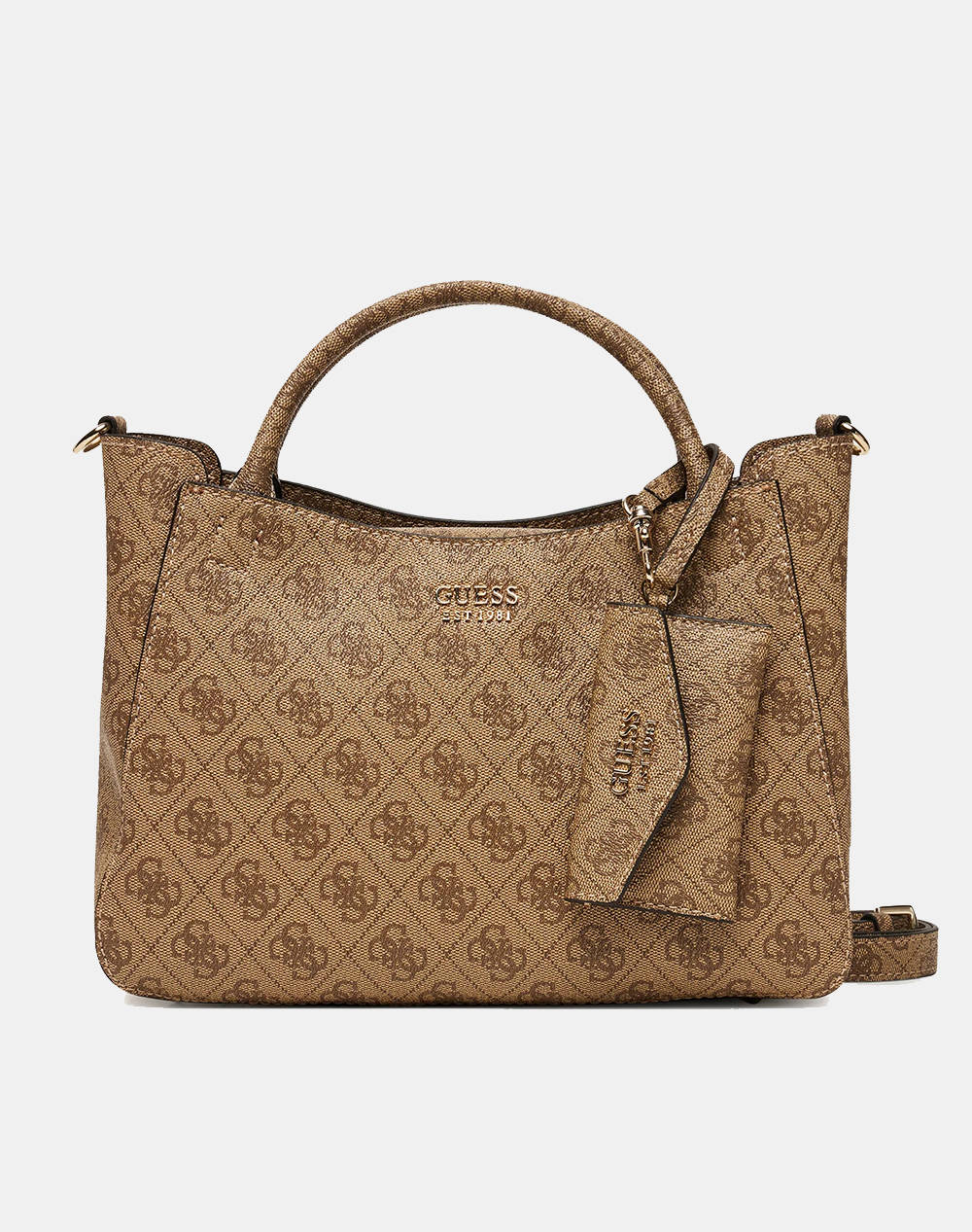 Guess Brenton Sml Girlfriend Satchel Bag Women (Dimensions: 28 X 19 X 10Cm.) Women Accessories Bags Sandybrown Imitation Leather Hwlg9648050 Ltl