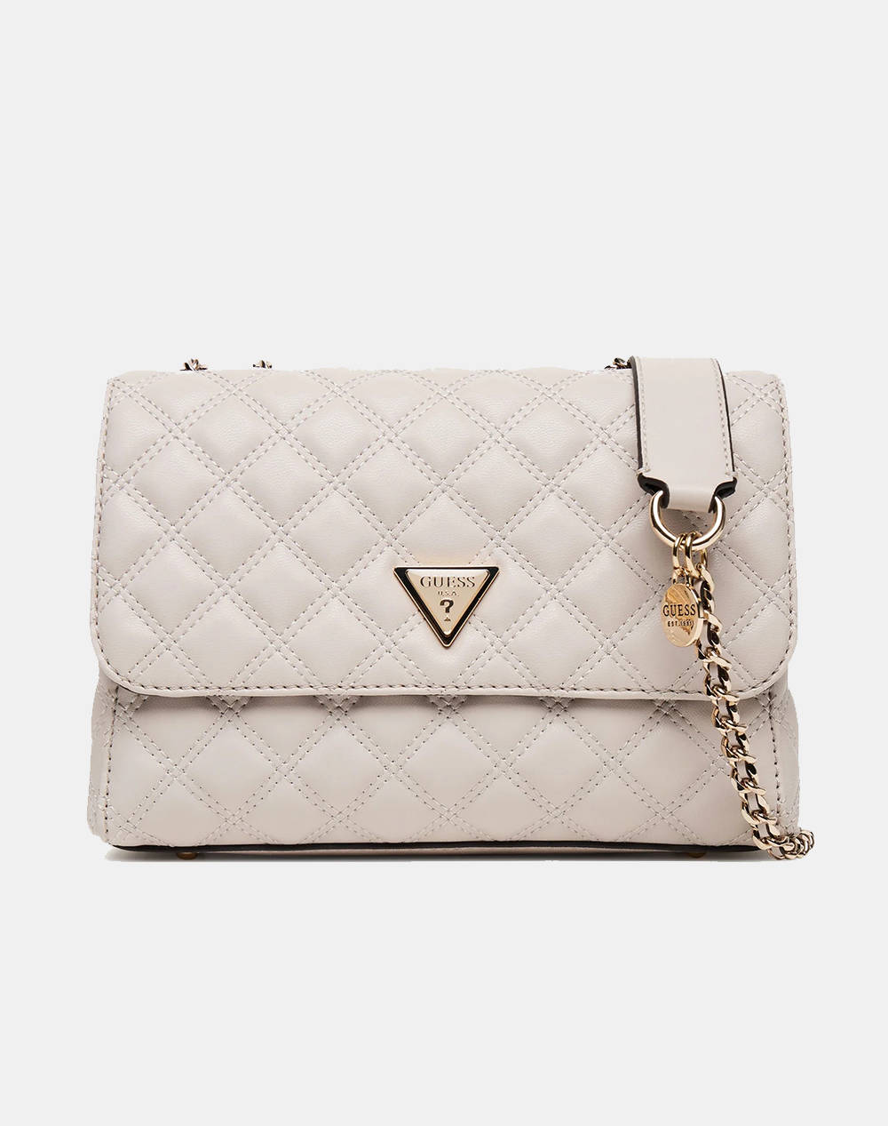 Guess Giully Ii 2 Comp Cnvrtble Flap Bag Women Women Accessories Bags Ecru Imitation Leather Hwqg9673200 Tau Female Bags