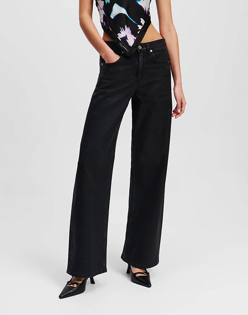 Karl Lagerfeld Jeans Klj Mr Relaxed Coated Denim Women Clothes Trousers Jeans/5P/Cargo Denimblack Cotton,Elastic A3W10074 1Cg Female Jeans/5P/Cargo