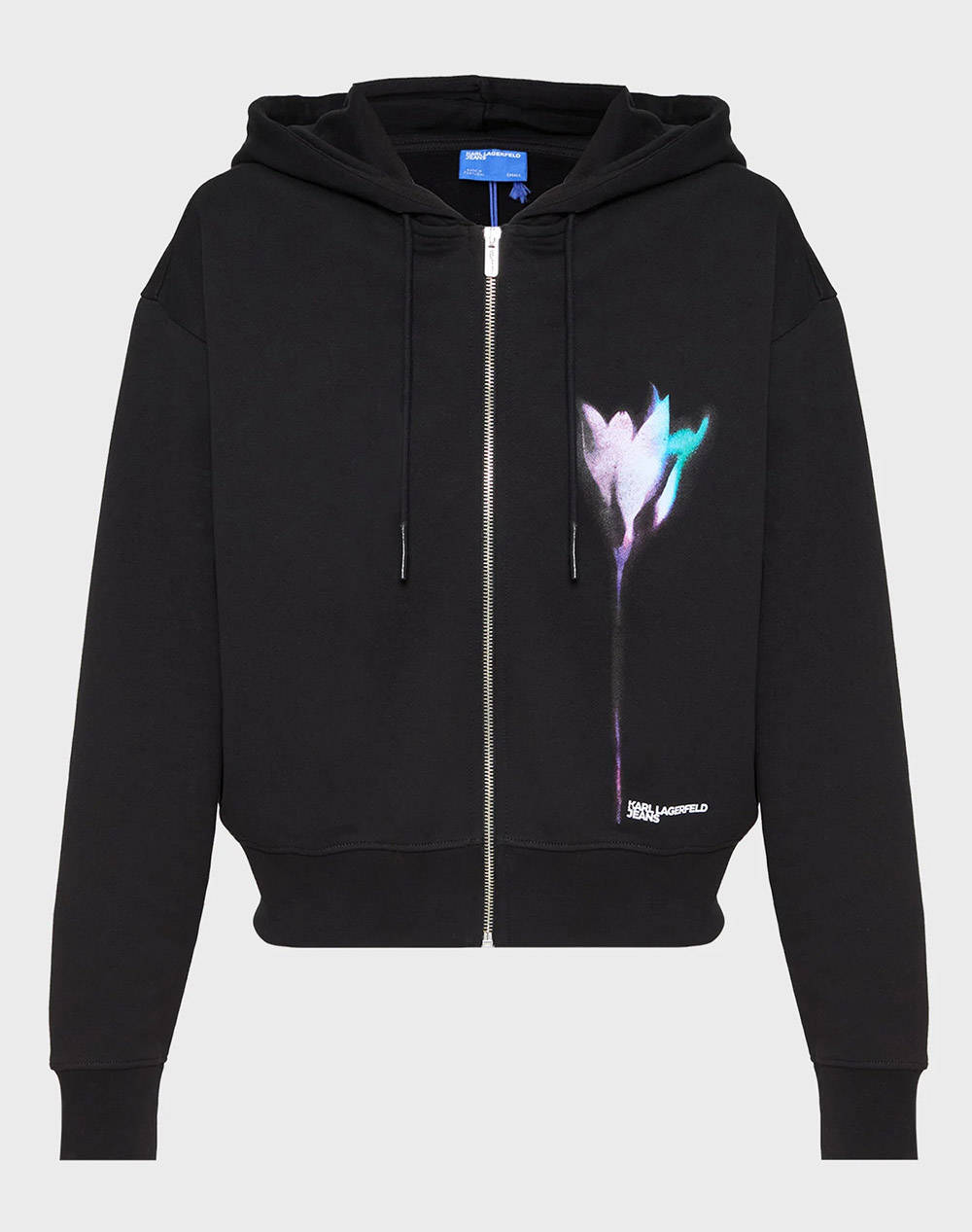Karl Lagerfeld Jeans Klj Reg Flower Zip Up Hoodie Γυναικα Ρουχα Μπλουζες Φουτερ Black Βαμβακι A3W20041 999