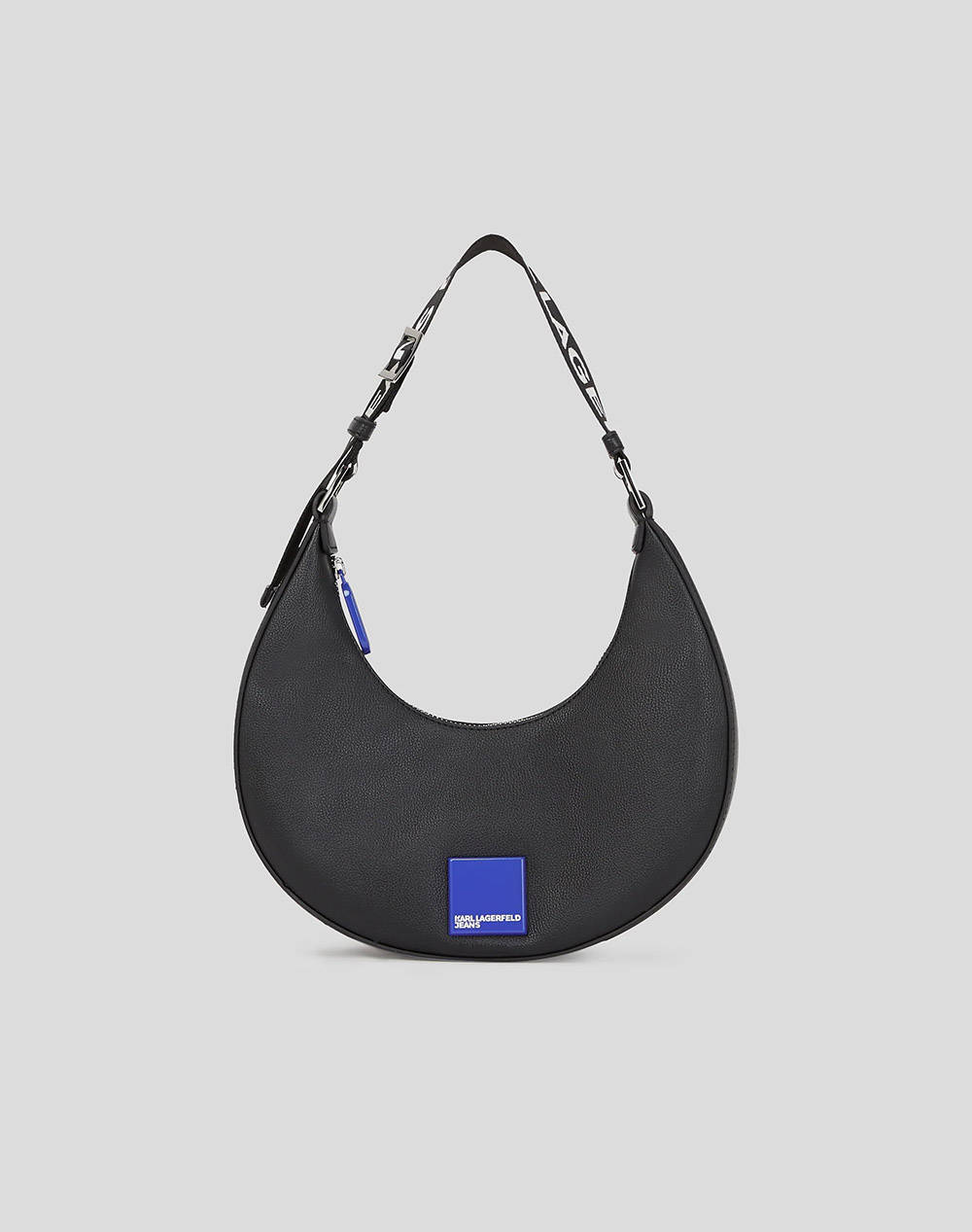 Karl Lagerfeld Jeans Klj Box Logo Halfmoon Bag Women Accessories Bags Black Imitation Leather A3W30203 999 Female Bags Black