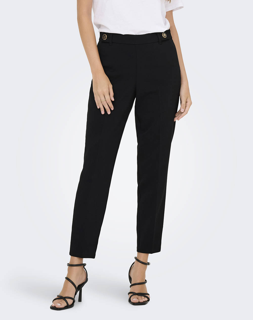 Only Onlastrid Life Hw Ank Cigarette Pant Tlr Women Clothes Trousers Chinos Black Elastic,Synthetic 15355227 Black Female Chinos Black