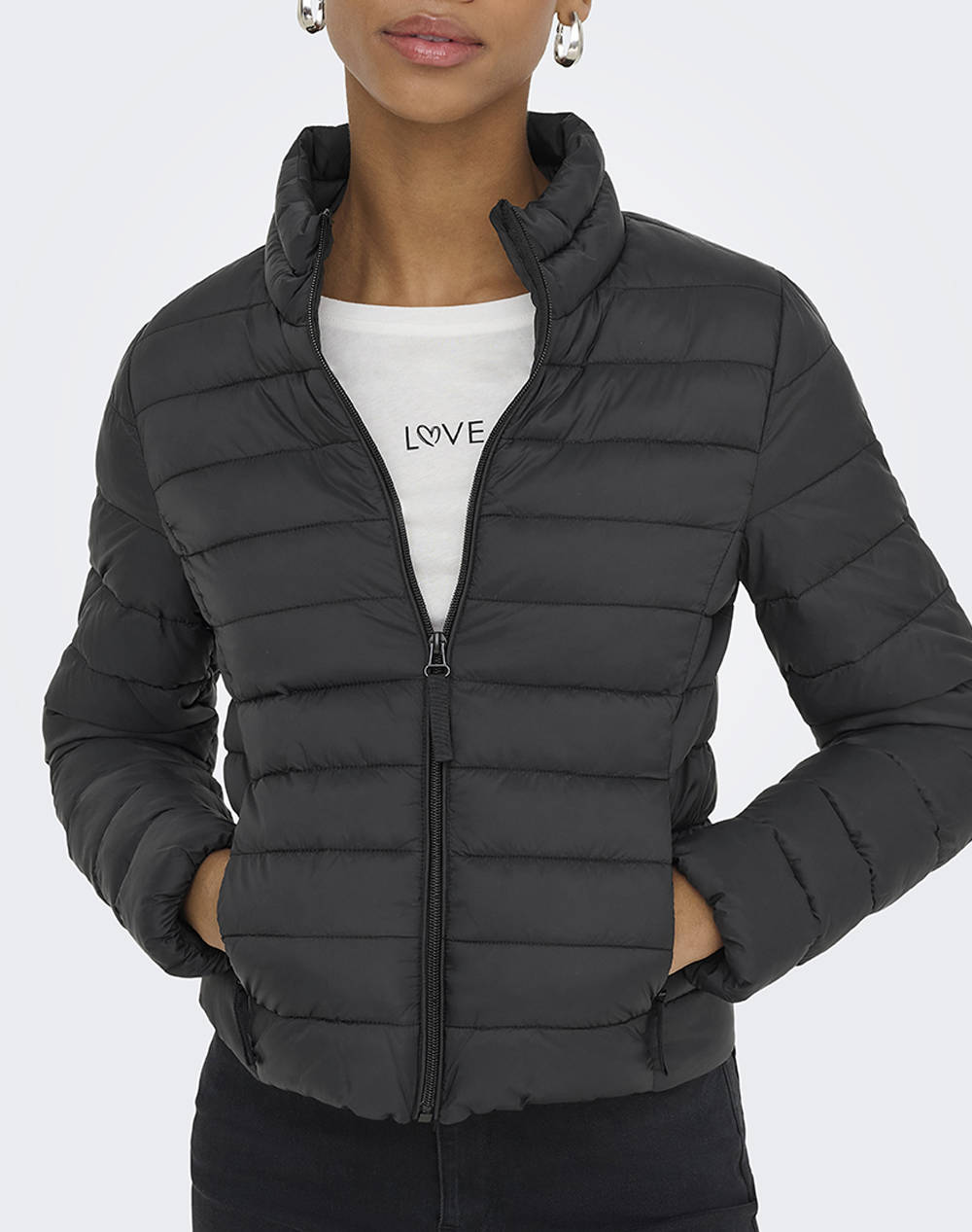 Only Onltahia Lw Quilted Jacket Otw Noos Women Clothes Outerwear Outerwear Jackets Black Synthetic 15351967 Black Female Jackets Black