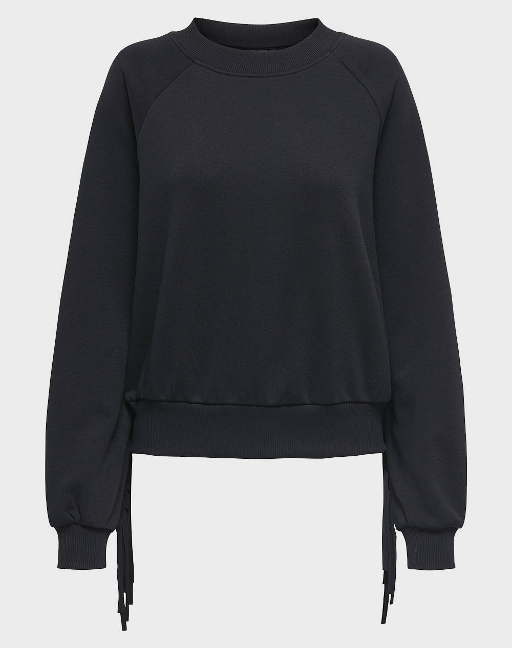 Only Onljett L/S O Neck Emb. Box Swt Women Clothes Tops Knits Black Cotton,Synthetic 15355912 Blackfringes Female Knits Black