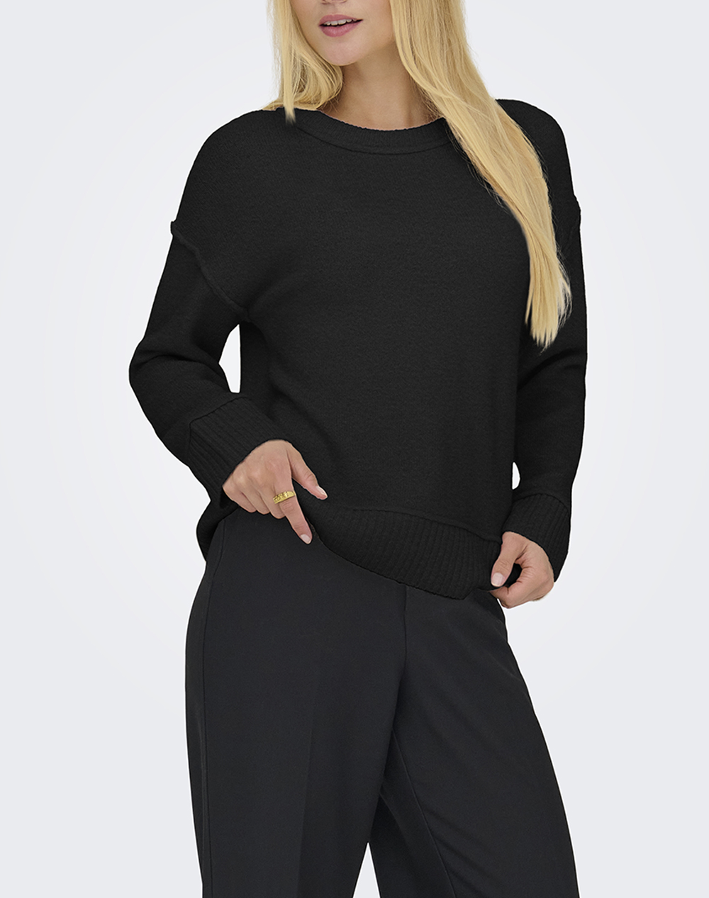 Only Onlhazel Life Ls Detail O Neck Bf Knt Γυναικα Ρουχα Μπλουζες Πλεκτα Black Μαλλιμε Ελαστανσυνθετικο 15358597 Black