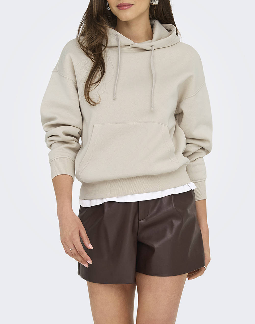 Only Onlbest Life L/S Hood Swt Noos Women Clothes Tops Sweatshirts Ecru Cotton,Synthetic 15338730 Pumice Stone Female Sweatshirts
