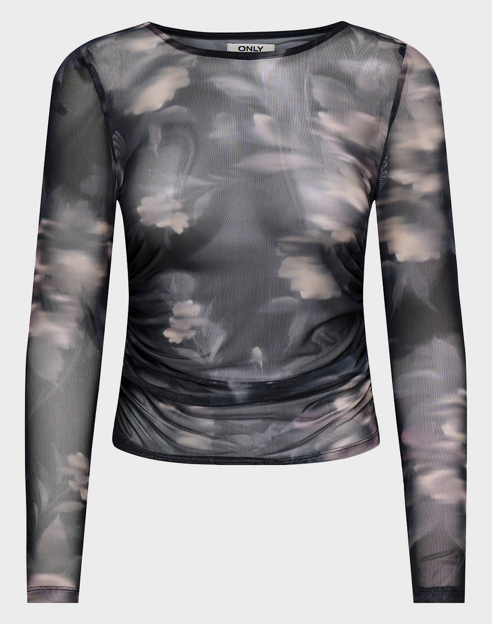 Only Onlkaya Life Ls Ruching Mesh Top Wvn Women Clothes Tops Tops/Bodies Mixed Elastic,Synthetic 15357311 Twilight Mauveaopdiffused Floral Female Tops
