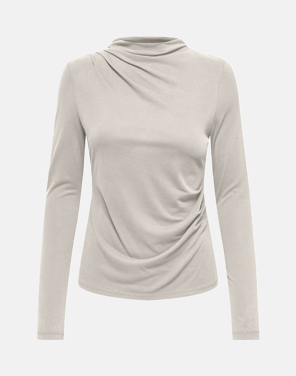 Only Onlfree Life L/S Drape Top Jrs Women Clothes Tops Tops/Bodies Ecru Synthetic 15356320 Pumice Stone Female Tops/Bodies