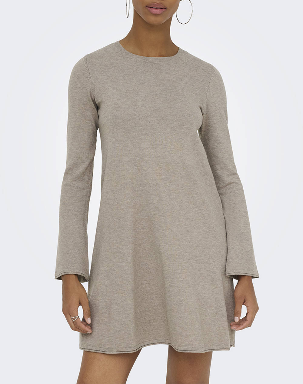 Only Onlamalio Life Ls Oneck Dress Knt Women Clothes Dresses Biege Synthetic 15349936 Fungimelange Female Dresses Biege