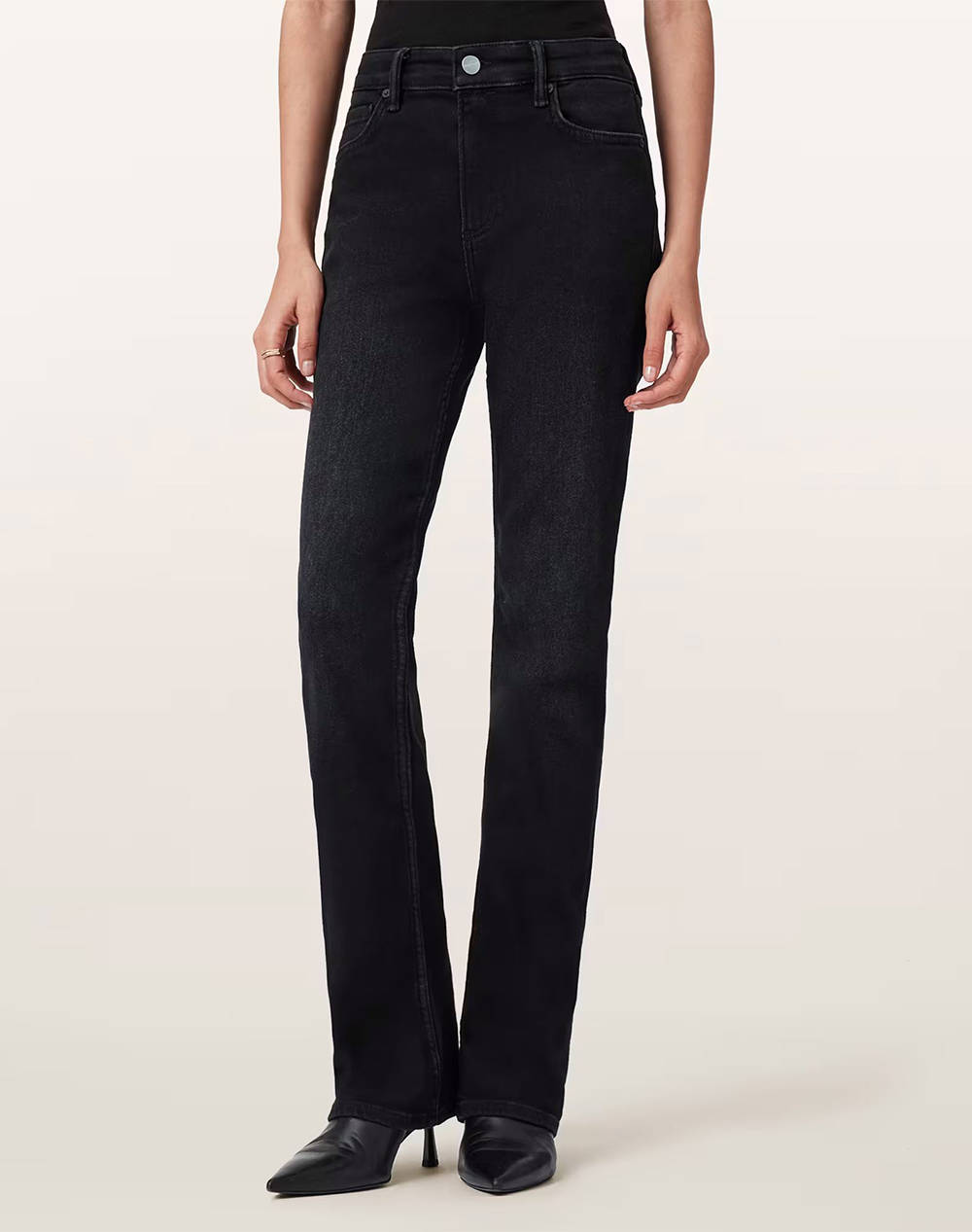 All Saints Haldan Slim Bootcut Women Clothes Trousers Jeans/5P/Cargo Denimblack Cotton,Elastic,Synthetic W068Eb Washed Black Female Jeans/5P/Cargo