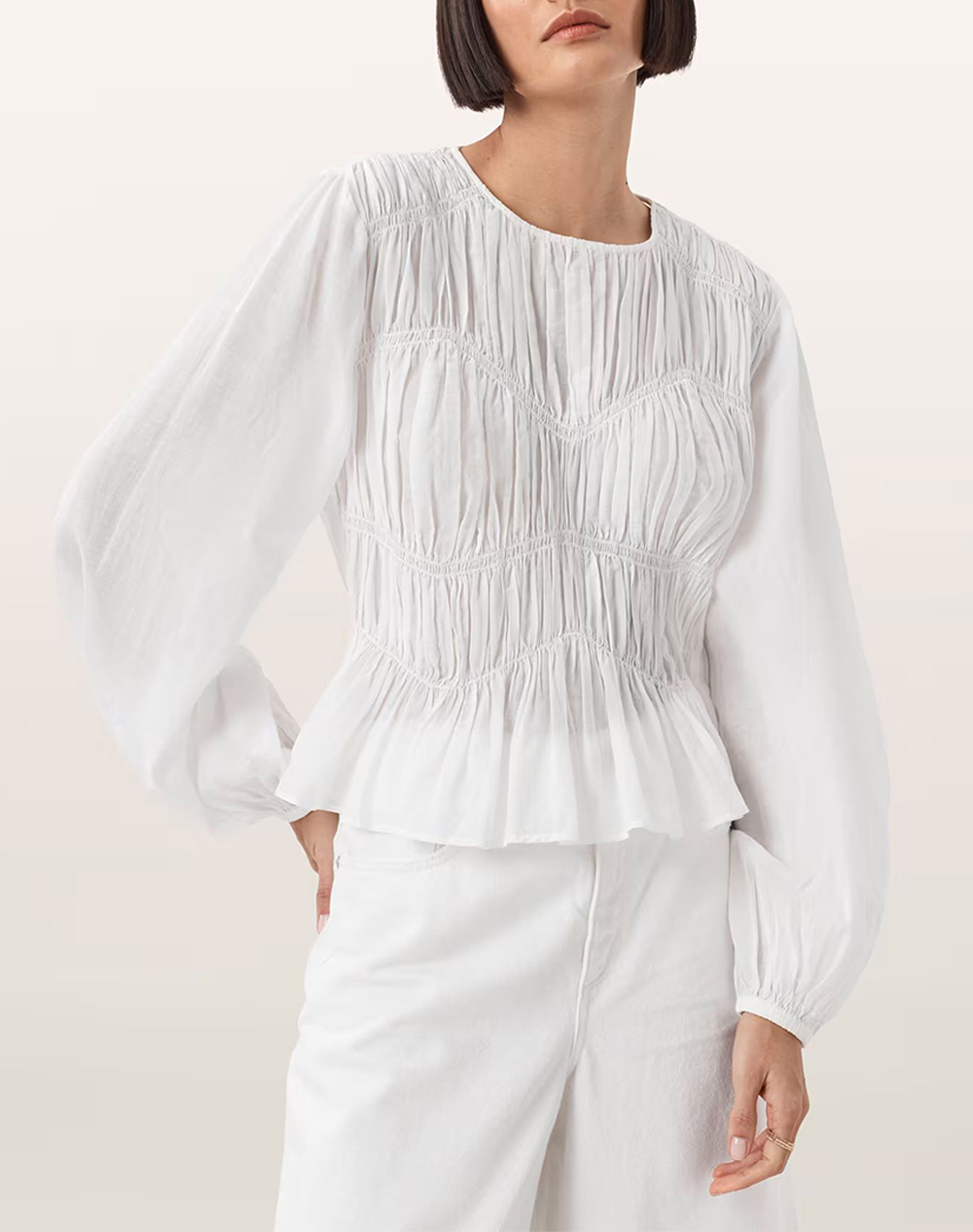 All Saints Melani Top Γυναικα Ρουχα Μπλουζες Τοπ/Κορμακια White Βαμβακιβισκοζ W020Pd Antique White