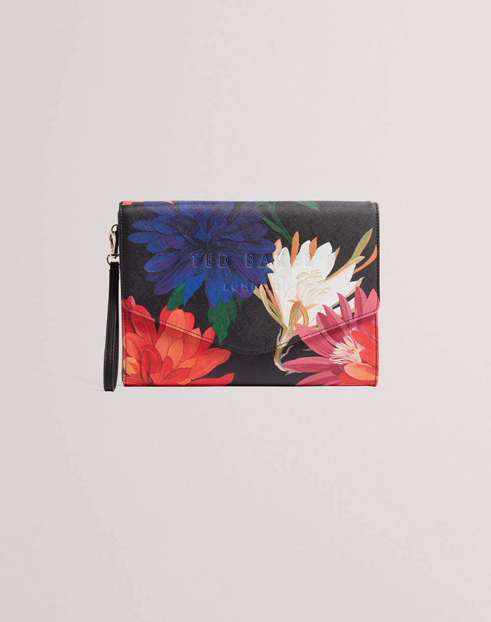Ted Baker Amarsay Printed Dahlia Icon Envelope Pouch (Dimensions: 26 X 18.5 X 3Cm) Women Accessories Bags Multi Imitation Leather 281522 Black Female