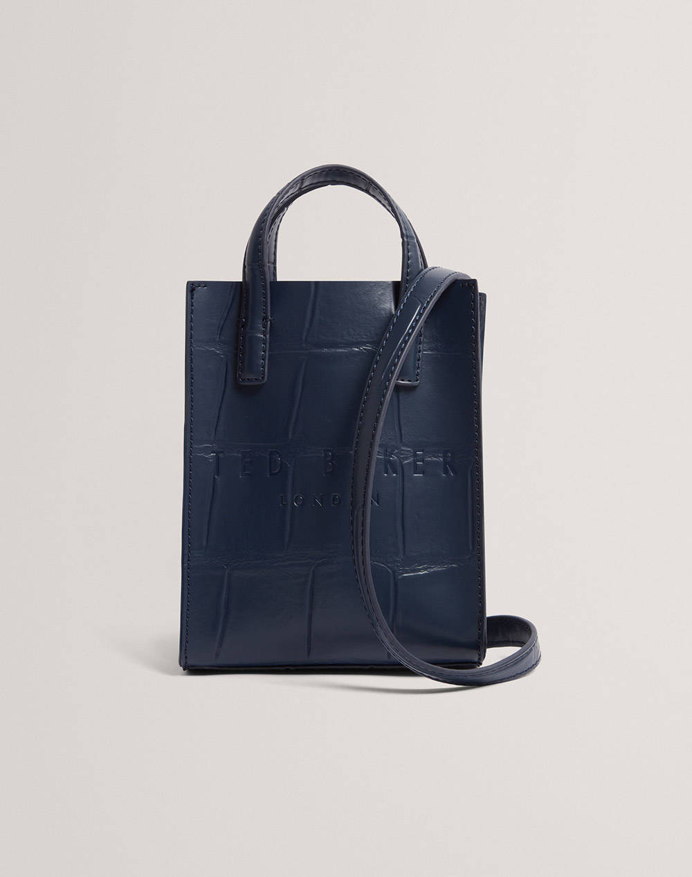 Ted Baker Gatocon Croc Effect Mini Icon Bag (Dimensions: 14 X 18 X 5Cm) Women Accessories Bags Darkblue Imitation Leather 281632 Navy Female Bags Blue