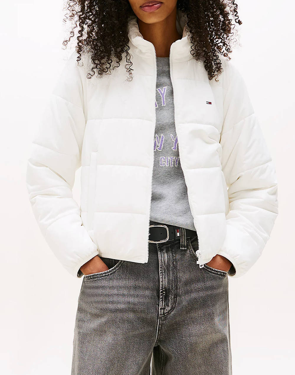 Tommy Jeans Tjw Reg Lw Padded Jacket Ext Women Clothes Outerwear Outerwear Jackets Ecru Synthetic Dw0Dw20958 Ybl Female Jackets