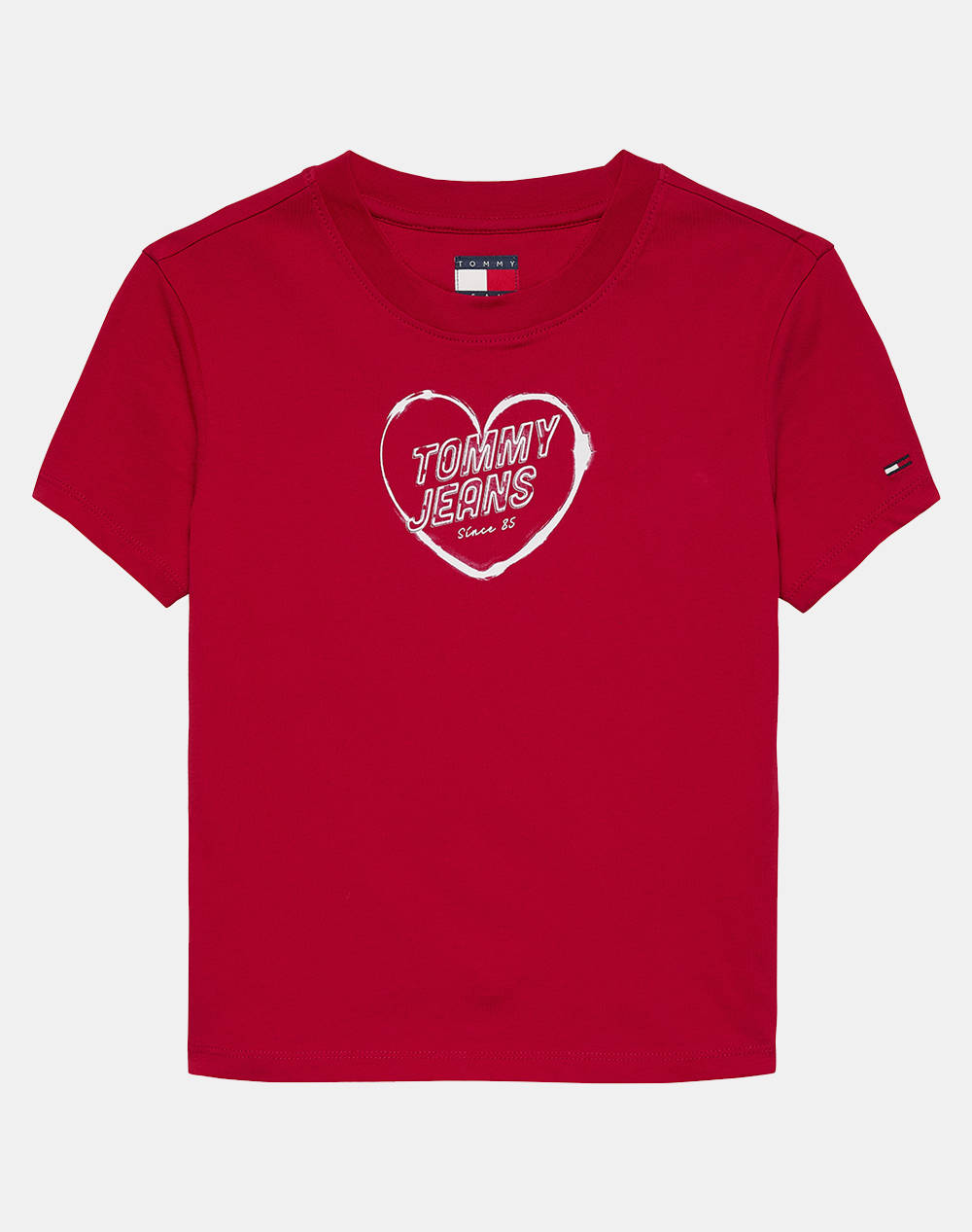 Tommy Jeans Tjw Slim Sh Heart Tee Women Clothes Tops T Shirts Red Cotton Dw0Dw21390 Xle Female T-Shirts