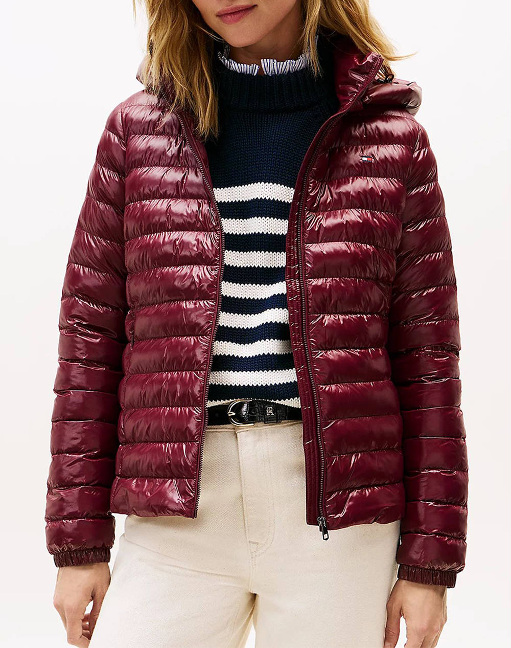 Tommy Hilfiger Lw Padded Slim Jacket Women Clothes Outerwear Outerwear Jackets Bordeux Synthetic Ww0Ww47351 Xih Female Jackets