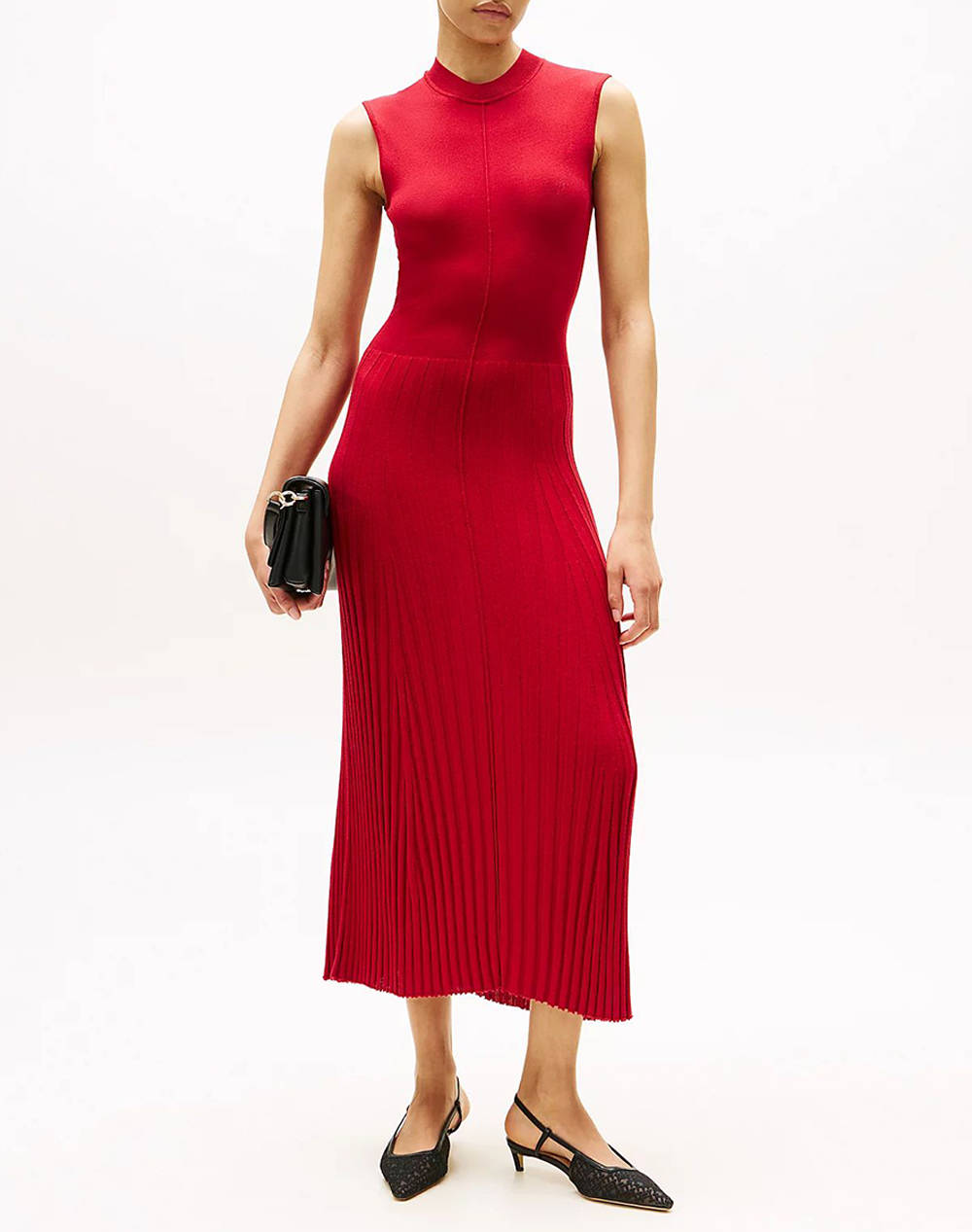 Tommy Hilfiger Lyocell Silk Sl Mock Midi Dress Women Clothes Dresses Red Silk,Synthetic Ww0Ww45653 Xld Female Dresses