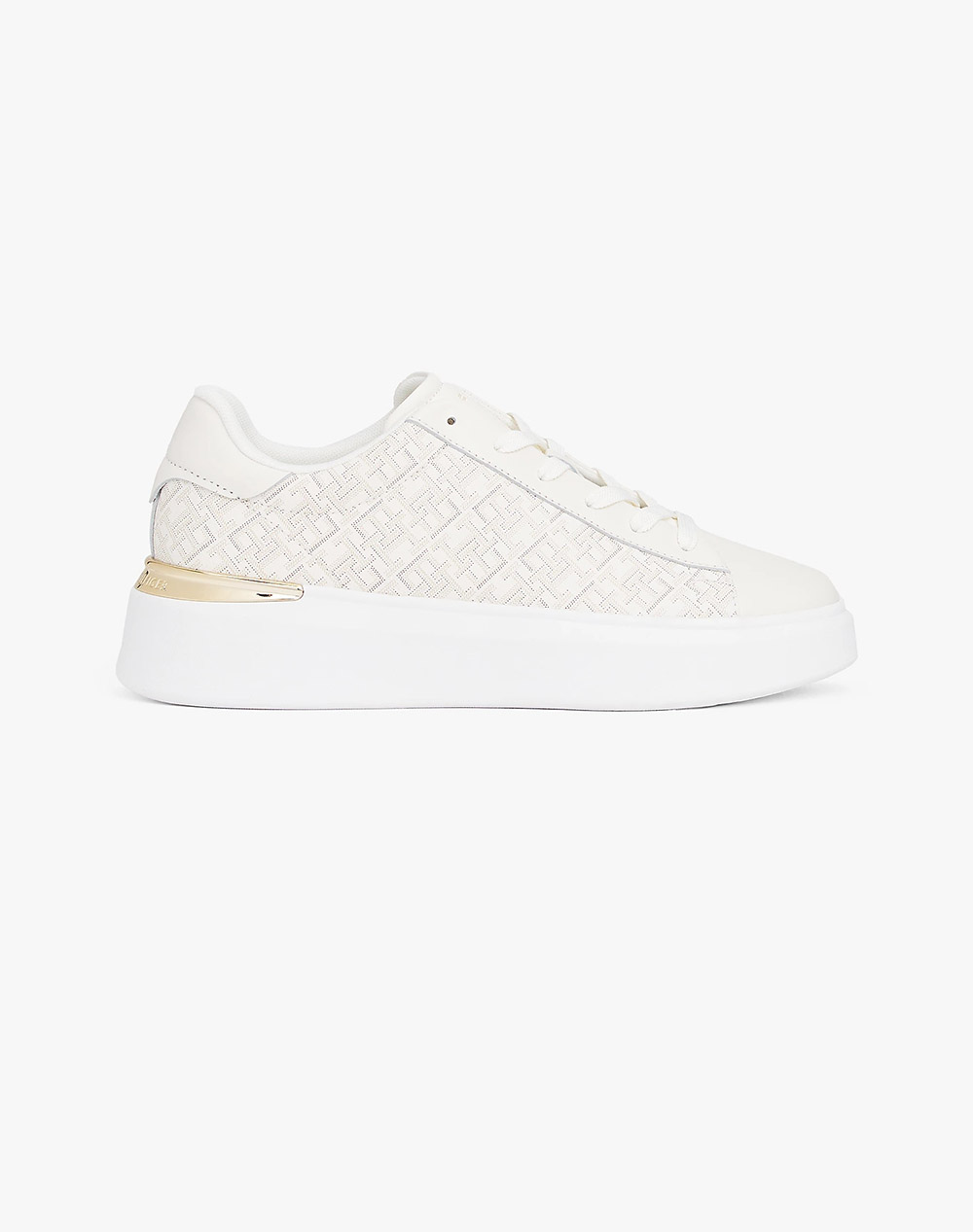Tommy Hilfiger Th Monogram Platform Snk Women Footwear Sneakers Ivory Leather Fw0Fw09155 Ya8 Female Sneakers