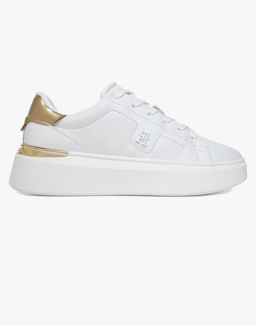 Tommy Hilfiger Chic Platform Sneaker Gold Women Footwear Sneakers White Leather Fw0Fw08817 Ybr Female Sneakers