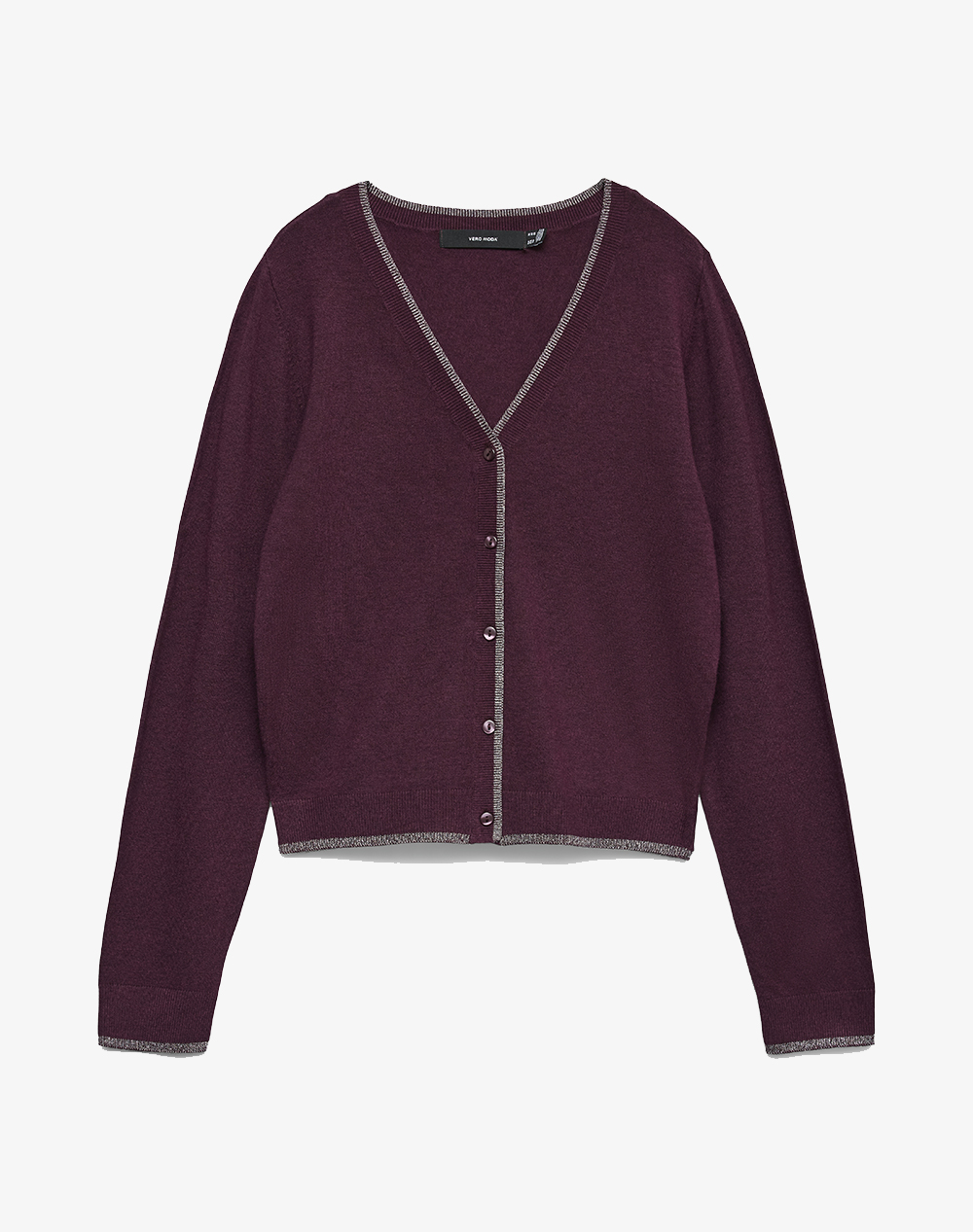 Vero Moda Vmhappyglitter Contras Ls V Nk Cardi Boo Γυναικα Ρουχα Μπλουζες Πλεκτα Bordeux Βισκοζ,Συνθετικο 10336313 Winetastingsilverlurexcontrast -