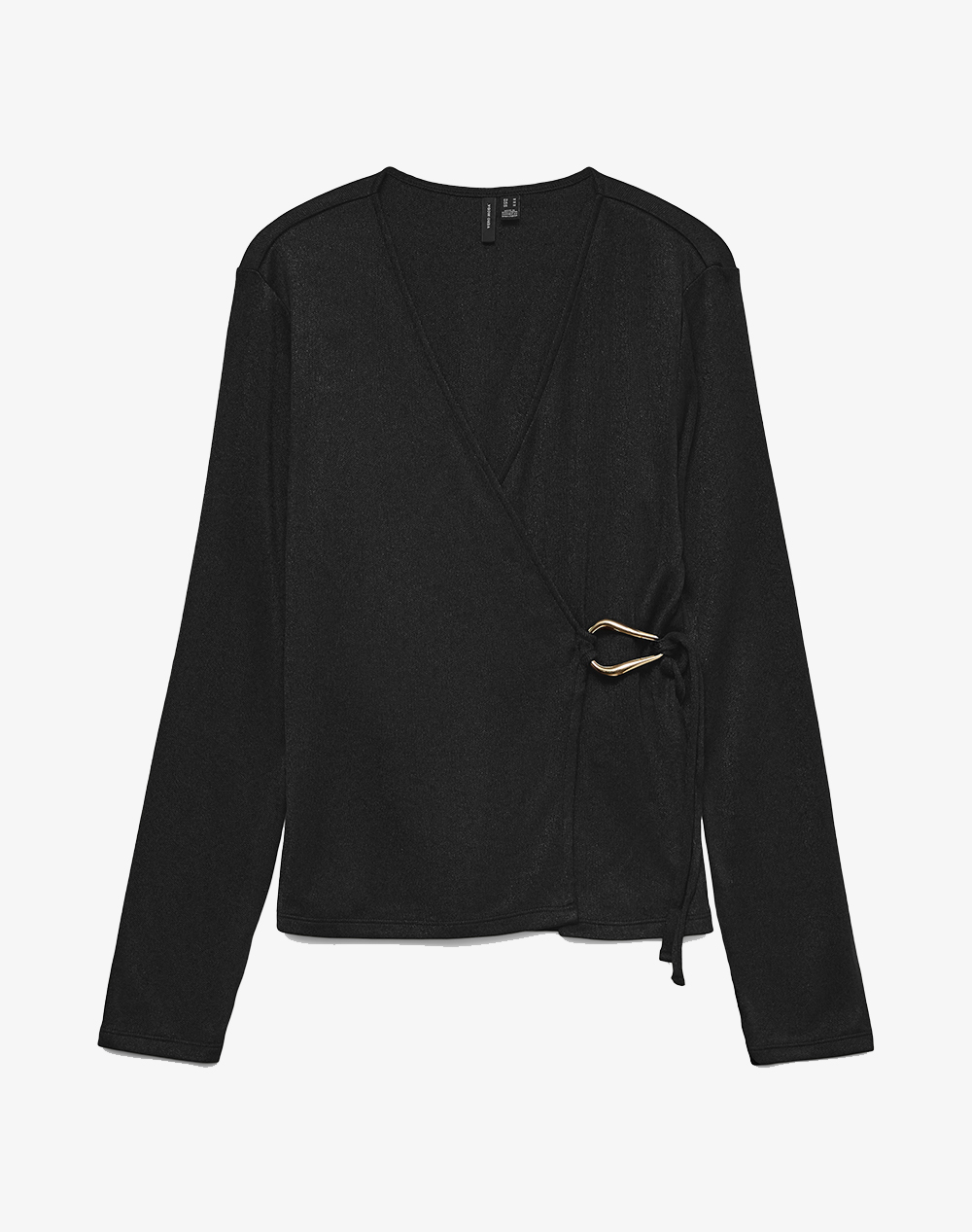 Vero Moda Vmlouisa Ls V Neck Wrap Top Jrs Ga Γυναικα Ρουχα Μπλουζες Τοπ/Κορμακια Black Συνθετικο 10336209 Blacksolid