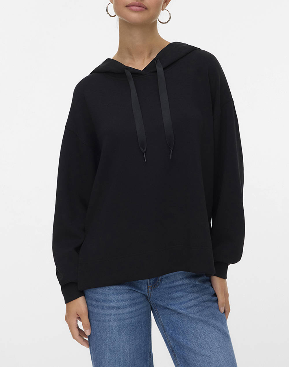 Vero Moda Vmhali Ls Hoodie Jrs Ga Boo Women Clothes Tops Sweatshirts Black Viscose,Elastic,Synthetic 10331783 Black Female Sweatshirts Black